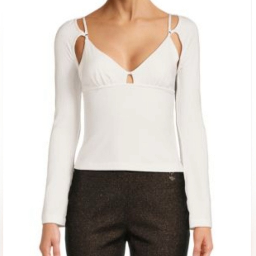 Jonathan Simkhai White Fitted Cut Out Blouse